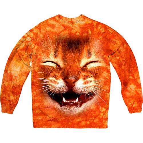 

Men's Unisex Sweatshirt Pullover Orange Crew Neck Animal Cat Graphic Prints Print Daily Sports Holiday 3D Print Streetwear Designer Casual Spring Fall Clothing Apparel Hoodies Sweatshirts Long