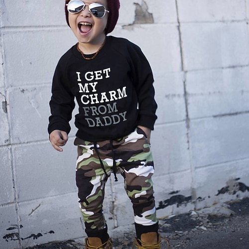 

Kids Boys Hoodie & Pants Clothing Set 2 Pieces Sleeveless Black Camo Solid Color Print Street Outdoor Active Daily Regular 2-8 Years
