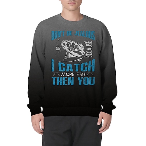 

Men's Unisex Sweatshirt Pullover Black Crew Neck Letter Graphic Prints Fish Print Daily Sports Holiday 3D Print Streetwear Designer Casual Spring & Fall Clothing Apparel Hoodies Sweatshirts Long