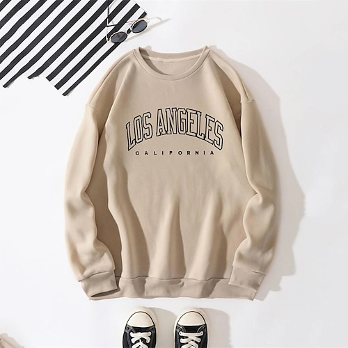 

Men's Sweatshirt Pullover Light Khaki. Green White Crew Neck Graphic Letter Print Going out Streetwear Streetwear Designer Casual Winter Spring & Fall Clothing Apparel Hoodies Sweatshirts Long