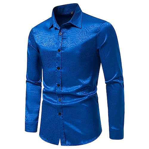 

Men's Shirt Prom Shirt Striped Button Down Collar Blue White Black Wedding Party Print Clothing Apparel Basic Business Elegant Formal / Work / Club