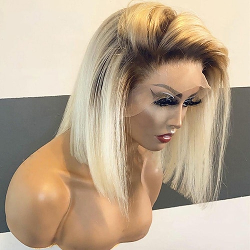 

Unprocessed Virgin Hair 13x4 Lace Front Wig Bob Short Bob Free Part Brazilian Hair Straight Blonde Wig 130% 150% Density with Baby Hair Glueless Pre-Plucked For Women wigs for black women Short Human