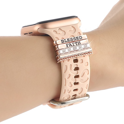 

Smartwatch Band Decorations Compatible with Apple iWatch Series 8 7 6 5 4 3 2 1 SE Decorative Rings Loops for iWatch Smartwatch Strap Wristband Alloy Handmade Bling Diamond Rugged