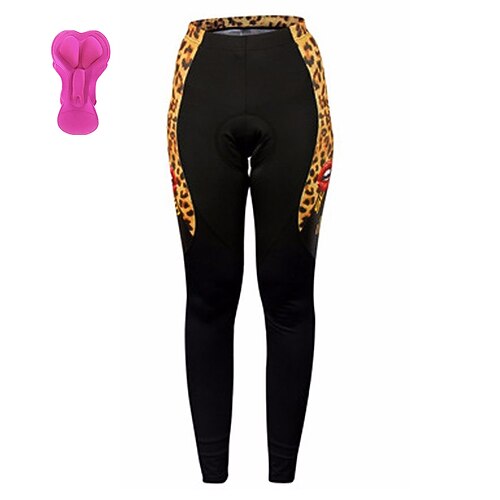 

21Grams Women's Cycling Tights Bike Bottoms Mountain Bike MTB Road Bike Cycling Sports Leopard 3D Pad Cycling Breathable Quick Dry Brown Polyester Spandex Clothing Apparel Bike Wear / Stretchy