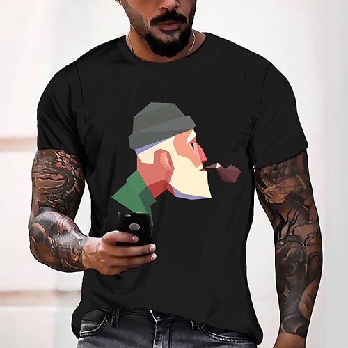 

Men's T shirt Tee Tee Graphic Round Neck Black Short Sleeve 3D Print Casual Daily 3D Print Tops Fashion Cool Designer Comfortable / Summer / Summer