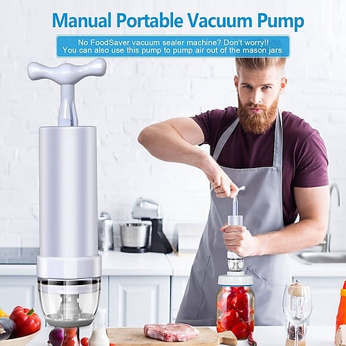 

Mason Jar Sealer und Zubehörschlauch kompatibel mit Foodsaver Vakuumierer mit einer manuellen tragbaren Vakuumpumpe und Dosenöffner-Vakuumierer-Kit für Ball Regular Einmachglas mit weiter Öffnung