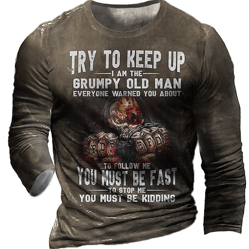 

Men's T shirt Tee Tee Graphic Round Neck Black Army Green Brown Navy Blue Long Sleeve 3D Print Casual Daily Print Tops Fashion Designer Comfortable Big and Tall