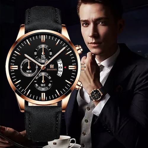 

Quartz Watch for Men Analog Quartz Stylish Stylish Formal Style Calendar Large Dial Alloy Leather Fashion