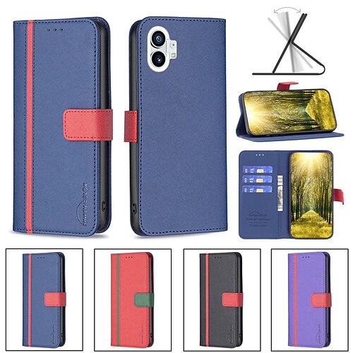 

Phone Case For Nothing Phone 1 Wallet Card Nothing Phone 1 Card Holder Slots Magnetic Flip Kickstand Solid Colored PU Leather