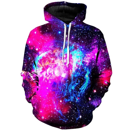 

Men's Unisex Pullover Hoodie Sweatshirt Purple Hooded Galaxy Graphic Prints Print Sports & Outdoor Daily Sports 3D Print Basic Streetwear Casual Spring & Fall Clothing Apparel Hoodies Sweatshirts