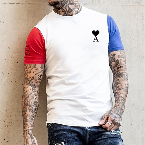 

Men's T shirt Tee Hot Stamping Graphic Poker Crew Neck Street Casual Print Short Sleeve Tops Basic Fashion Classic Comfortable White / Summer