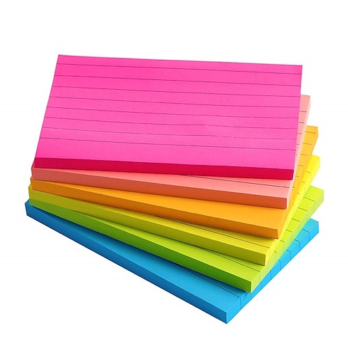 

Lined Sticky Notes 3X5 in Bright Ruled Post Stickies Colorful Super Sticking Power Memo Pads Its Strong Adhesive 6 Pads/Pack 75 Sheets/pad