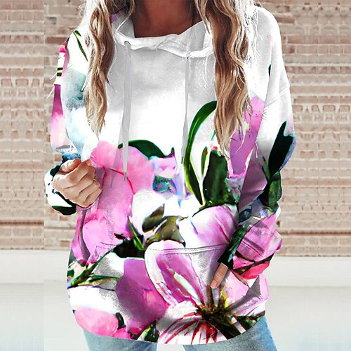 

Women's Hoodie Sweatshirt Retro White Graphic Sports Long Sleeve 3XL