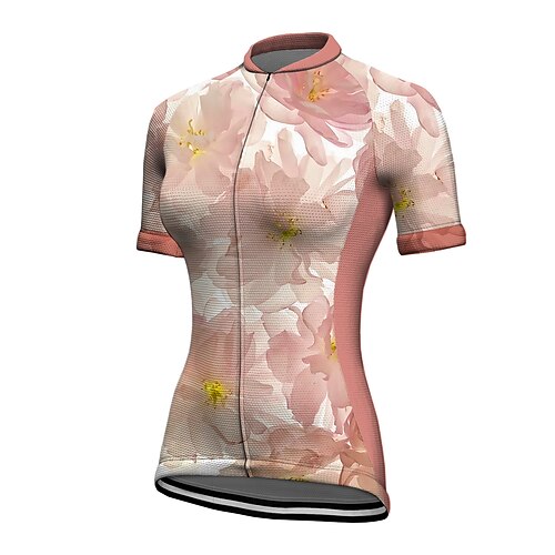 

21Grams Women's Cycling Jersey Short Sleeve Bike Top with 3 Rear Pockets Mountain Bike MTB Road Bike Cycling Breathable Quick Dry Moisture Wicking Reflective Strips Rosy Pink Floral Botanical