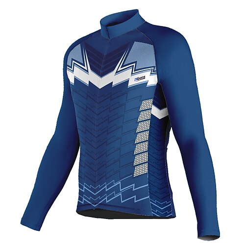 

21Grams Men's Cycling Jersey Long Sleeve Bike Top with 3 Rear Pockets Mountain Bike MTB Road Bike Cycling Breathable Quick Dry Moisture Wicking Reflective Strips Blue Polyester Spandex Sports