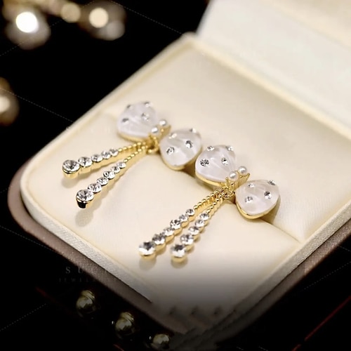 Women's Clear Stud Earrings Classic Bowknot Korean Cute Earrings Jewelry  White For Party Wedding 1 Pair 2024 - $11.99