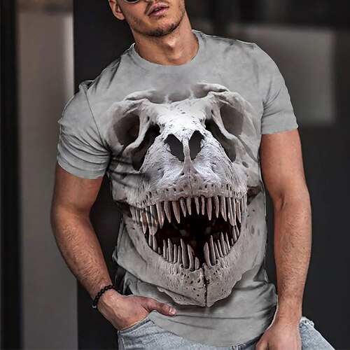 

Men's T shirt Tee Tee Graphic Round Neck Gray Short Sleeve 3D Print Casual Daily 3D Print Tops Fashion Cool Designer Comfortable / Summer / Summer