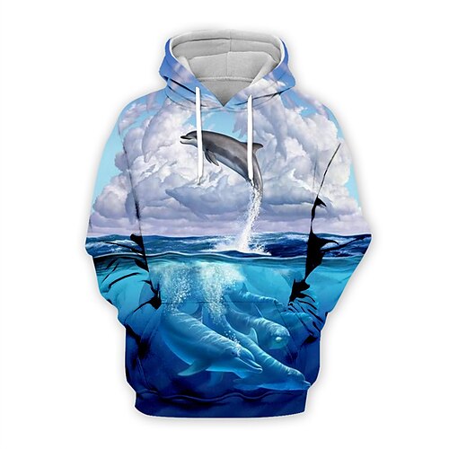 

Herre Unisex Hattetrøje Pullover-hættetrøje Blå Hætte Grafiske tryk Underwater World Trykt mønster Daglig Sport 3D-udskrivning Gade Designer Afslappet Forår & Vinter Tøj Hættetrøjer Sweatshirts