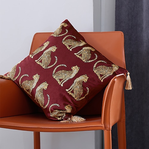 

Throw Pillow Cover Classic Gold Leopard Pattern Decorative Square Accent Pillow Case for Bedroom Livingroom Sofa Couch