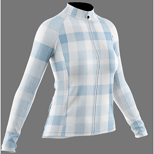 

Women's Cycling Jersey Long Sleeve Bike Jersey with 3 Rear Pockets Mountain Bike MTB Road Bike Cycling Breathable Ultraviolet Resistant Quick Dry Blue White Polyester Sports Clothing Apparel