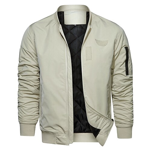 

Men's Winter Jacket Winter Coat Casual Jacket Windproof Warm Street Daily Holiday Zipper Stand Collar Casual Casual Daily Comfortable Jacket Outerwear Pure Color Pocket Army Green Beige Black / Fall
