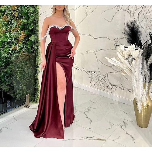 

Women's Sheath Dress Maxi long Dress Pink Wine Sleeveless Pure Color Backless Cold Shoulder Fall Summer Strapless Stylish Fashion Modern 2022 S M L XL / Party Dress