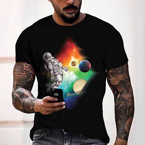 

Men's T shirt Tee Tee Graphic Round Neck Black Short Sleeve 3D Print Casual Daily 3D Print Tops Fashion Cool Designer Comfortable / Summer / Summer