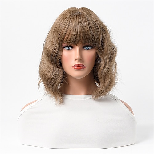 

Wig Short Curly Hair Qi Bangs Bobop Head Multicolor Shoulder Length European and American Chemical Fiber Full Headgear