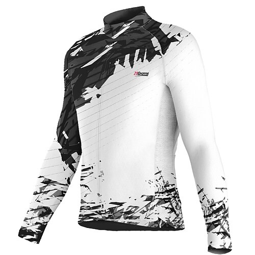 

21Grams Men's Cycling Jersey Long Sleeve Bike Top with 3 Rear Pockets Mountain Bike MTB Road Bike Cycling Breathable Quick Dry Moisture Wicking Reflective Strips White Color Block Polyester Spandex