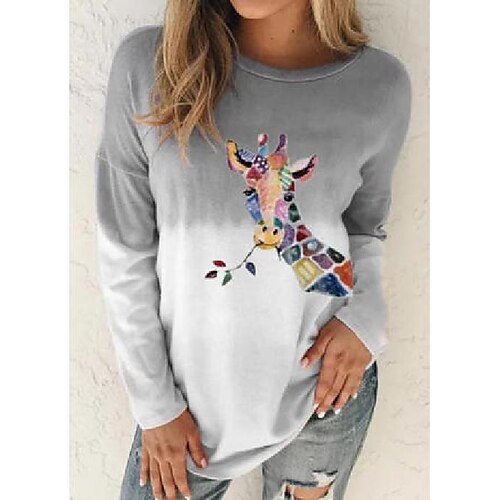 

Christmas women's Gradient Round Neck Long Sleeves T-shirts