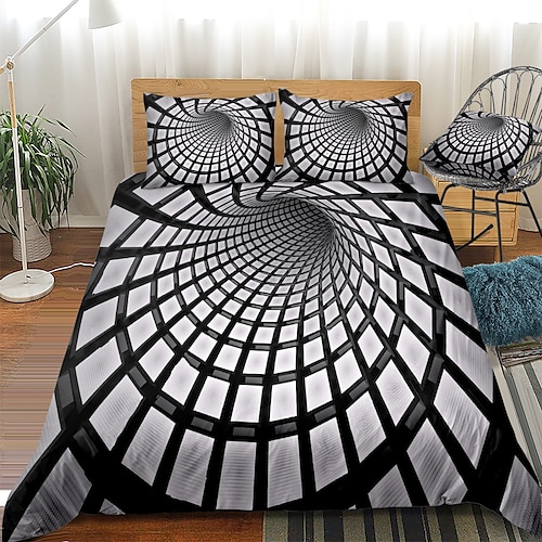 

3-Piece 3D Vortex Printed Duvet Cover Set Hotel Bedding Sets Comforter Cover Include 1 Duvet Cover, 2 Pillowcases for Double/Queen/King(1 Pillowcase for Twin/Single)