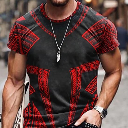 

Homme Unisexe T shirt Tee Tribal Imprimés Photos Col Ras du Cou Bleu Rouge Noir 3D effet Extérieur Plein Air Manches Courtes Imprimer Vêtement Tenue Sportif Casual Grand et grand / Eté / Eté