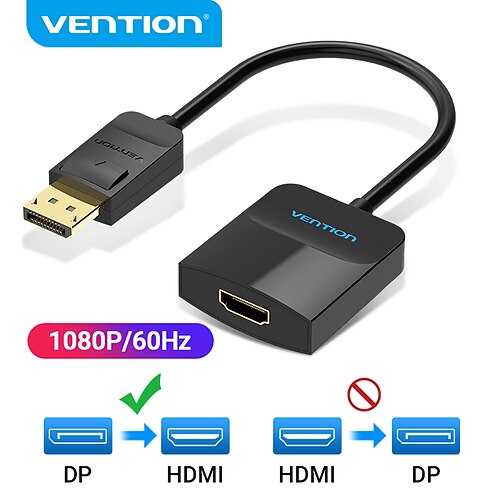 

Vention DisplayPort to HDMI Adapter Converter 1080P@60Hz Display Port Male to HDMI Female for TV Projector Monitor DP to HDMI