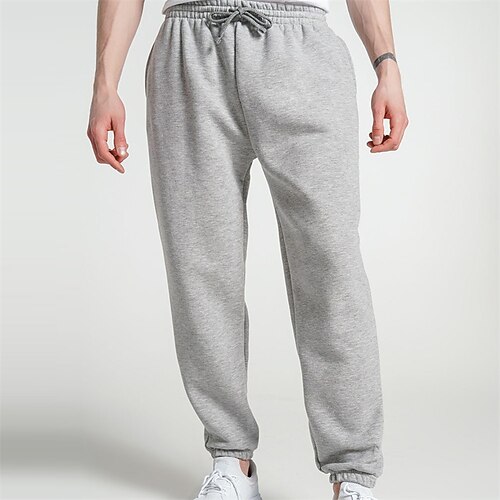 

Men's Sweatpants Joggers Trousers Drawstring Elastic Waist Solid Color Comfort Breathable Casual Daily Streetwear Cotton Blend Sports Fashion Grey Micro-elastic / Elasticity