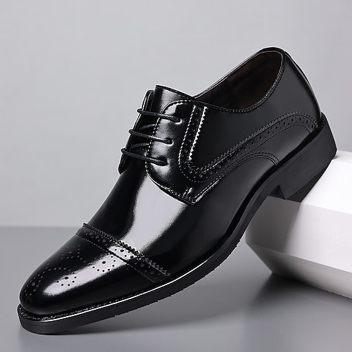 

Men's Oxfords Business Home Daily PU Black Brown Fall Spring