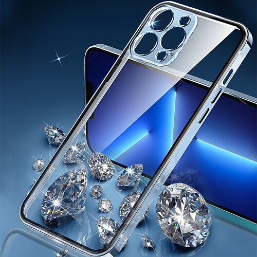 

Phone Case For Apple Back Cover iPhone 13 12 Pro Max Portable Transparent Non-Yellowing Transparent Solid Colored TPU Metal