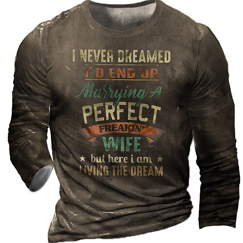 

Men's T shirt Tee Tee Graphic Round Neck Black Army Green Brown Navy Blue Long Sleeve 3D Print Casual Daily Print Tops Fashion Designer Comfortable Big and Tall