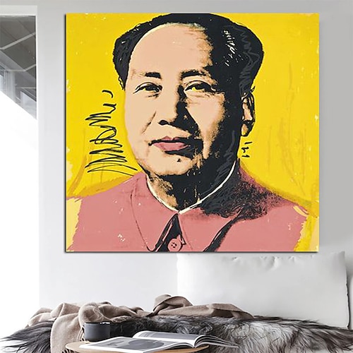 

Handmade Hand Painted Oil Painting Wall Art Abstract Famous Leader Mao Carving Home Decoration Decor Rolled Canvas No Frame Unstretched