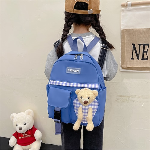 

School Backpack Bookbag Cartoon Animal Kawii for Student Toddler Boys Wear-Resistant Breathable With Water Bottle Pocket Polyester Oxford Cloth School Bag Back Pack Satchel 15 inch