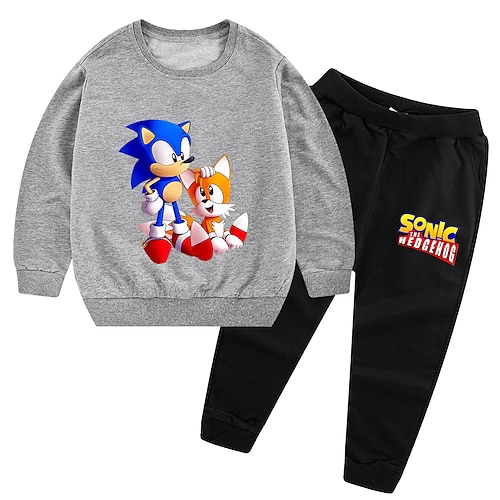 

Kids Boys Hoodie Pants Clothing Set 2 Pieces Black Gray Pink Cartoon Street Vacation Comfort Cool 3-13 Years