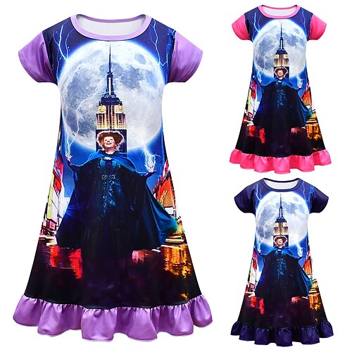 

Hocus Pocus The Witcher 3 Dress Vacation Dress Girls' Movie Cosplay Cosplay Black Purple Rosy Pink Dress Children's Day Masquerade Polyester