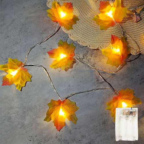 WUSJCOF Herbst Lichterkette – 3m Mit 20 Ahornblättern & LEDs, Batteriebetrieben (3x AA), Timer (6h An / 18h
