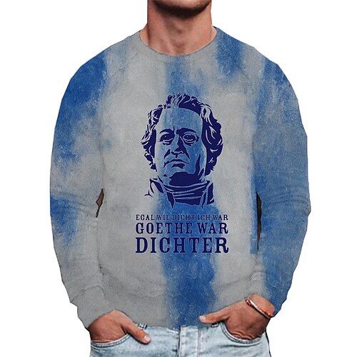 

Men's Unisex T shirt Tee 3D Print Striped Graphic Prints Letter Crew Neck Street Daily Print Long Sleeve Tops Designer Basic Casual Big and Tall Blue