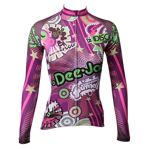 

21Grams Women's Cycling Jersey Long Sleeve Bike Top with 3 Rear Pockets Mountain Bike MTB Road Bike Cycling Breathable Quick Dry Moisture Wicking Reflective Strips Violet Geometic Polyester Spandex