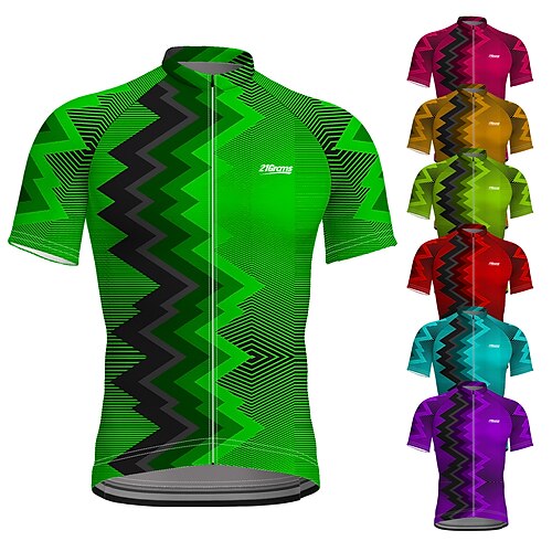 

21Grams Men's Cycling Jersey Short Sleeve Bike Top with 3 Rear Pockets Mountain Bike MTB Road Bike Cycling Breathable Quick Dry Moisture Wicking Reflective Strips Green Purple Yellow Polyester Spandex