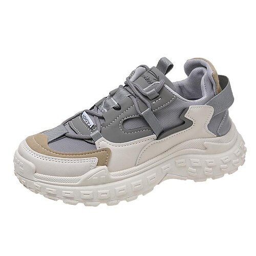 

Per donna Scarpe da ginnastica Scarpe da papà Esterno Giornaliero Lacci Tacco scultoreo Punta tonda Informale Scarpe da papà Footing Cuoio Retato Con lacci intrecciali Color Block Beige Grigio