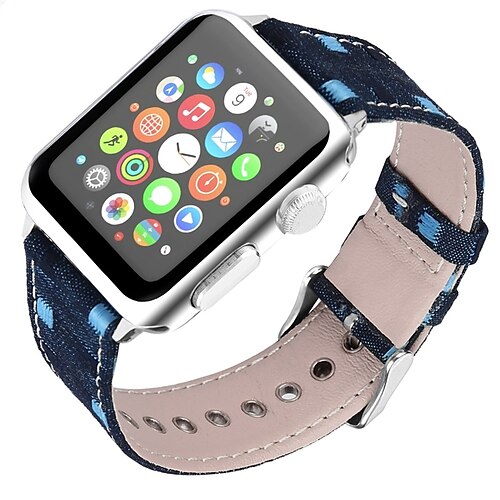 

1pc Smart Watch Band Compatible with Apple iWatch 38/40/41mm 42/44/45mm Genuine Leather Canvas Adjustable Breathable Quick Release Sport Band Leather Loop for iWatch Smartwatch Strap Wristband for