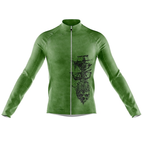 

Men's Cycling Jersey Long Sleeve Bike Jersey with 3 Rear Pockets Mountain Bike MTB Road Bike Cycling Cycling Breathable Ultraviolet Resistant Quick Dry Dark Green Polyester Sports Clothing Apparel