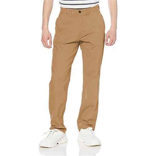 

Men's Chinos Trousers Front Pocket Straight Leg Solid Color Comfort Soft Casual Daily Classic Smart Casual Khaki