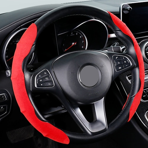 

2 PCS Suede Car Steering Wheel Cover Breathable Universal Fit For 15""~15""1/2